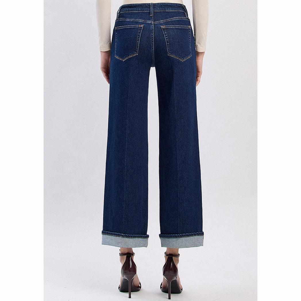Vervet High Rise Cuffed Ankle Wide Jeans Reliable Basic