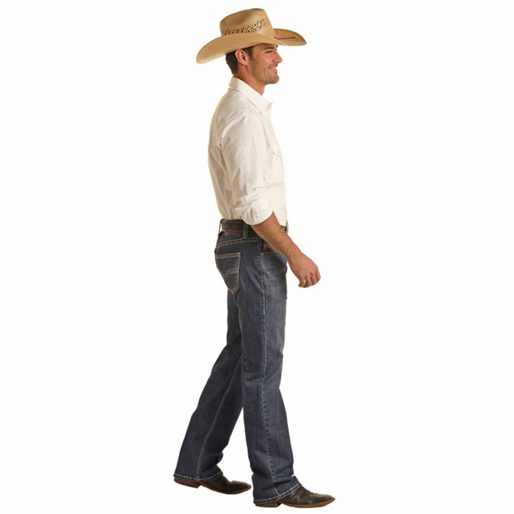 Anti Snag Thread Technology Rock & Roll Men's Dark Wash Pistol Jean