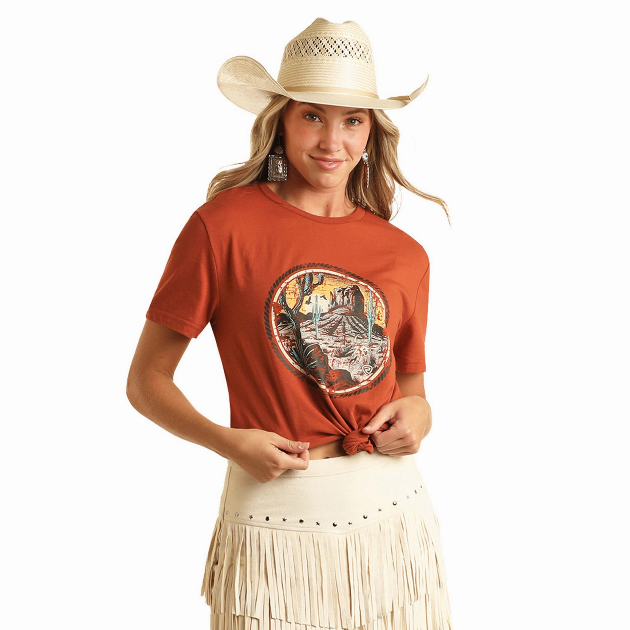 Rock and Roll Denim Unisex Rust Desert Tee Subtle pattern