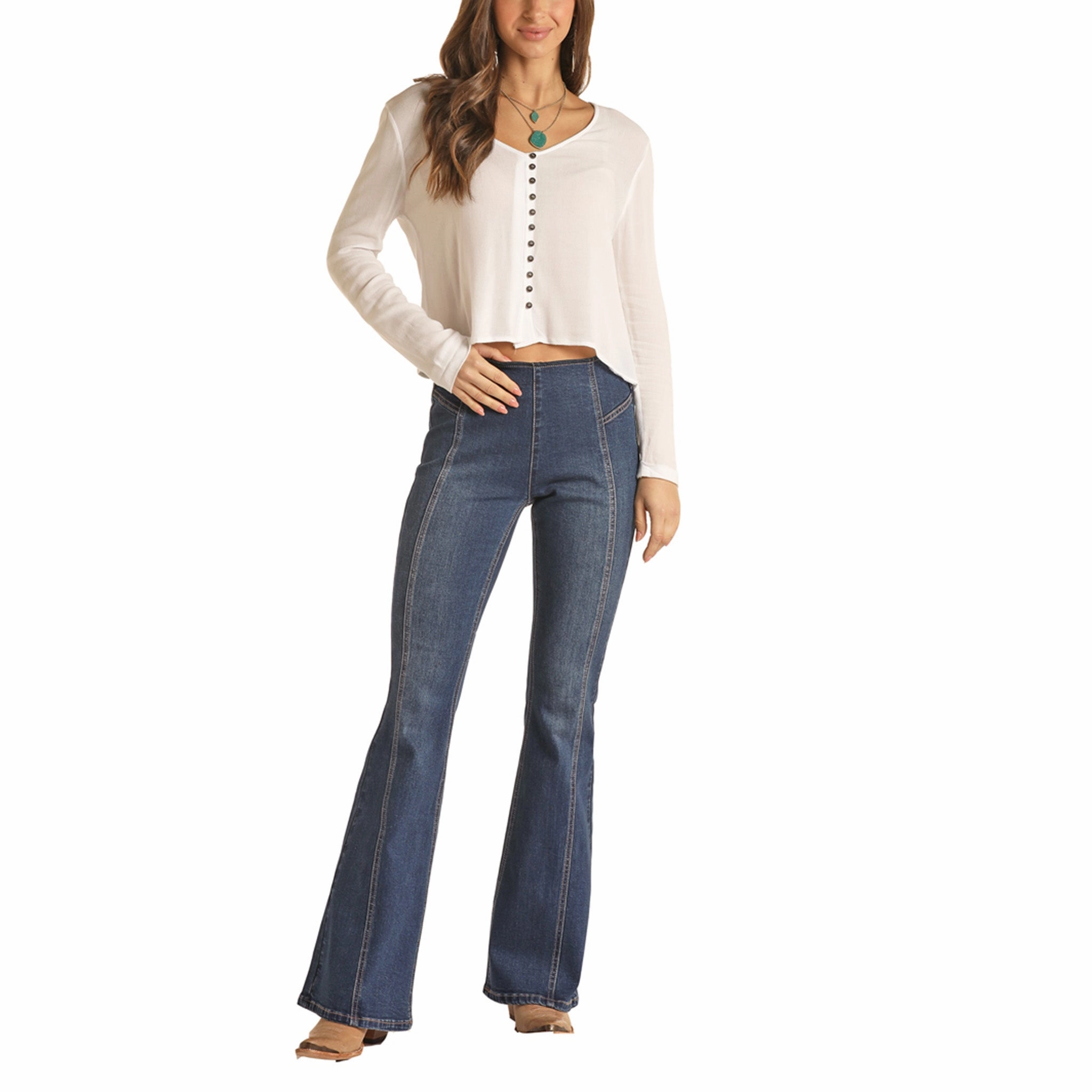 Street Essential Stretch Enhanced Mobility Front Seam Pull-on Flare Jeans
