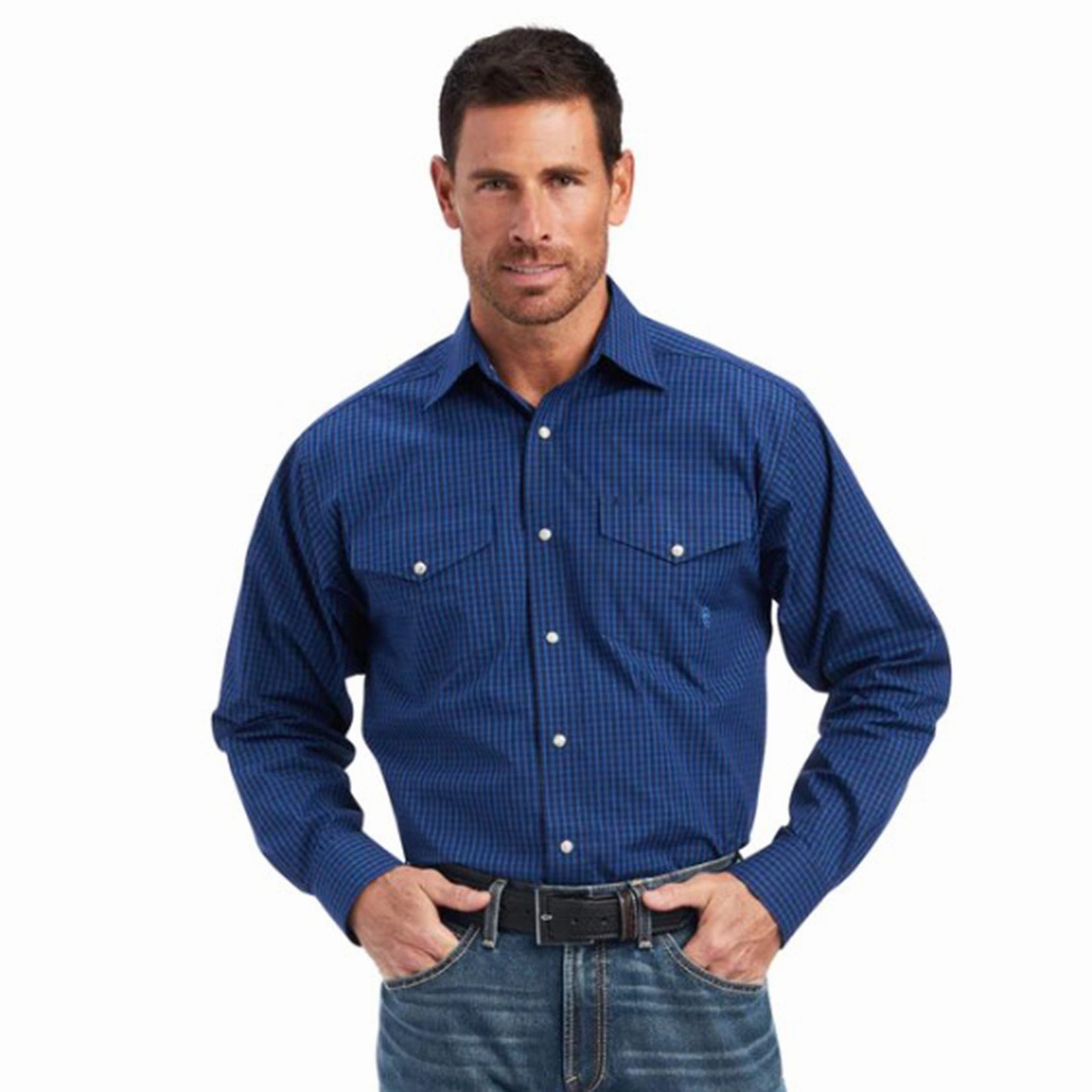 Social Meetup Sleek Style Ariat Men's Blue Classic Snap Shirt
