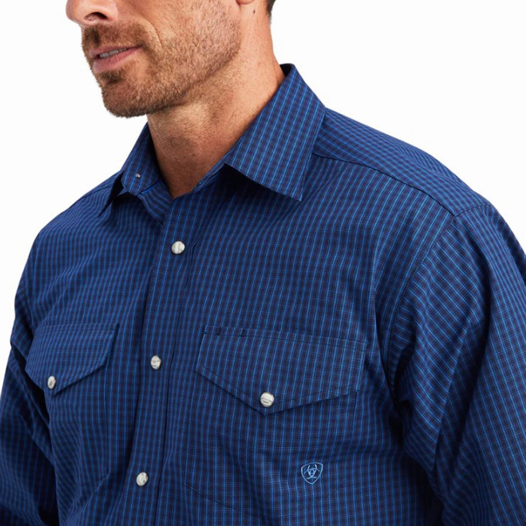 Ariat Men's Blue Classic Snap Shirt Smart Design Casual Fit