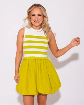 Neutral Mood Gentle Shine Stripe and Pop Bubble Mini Dress