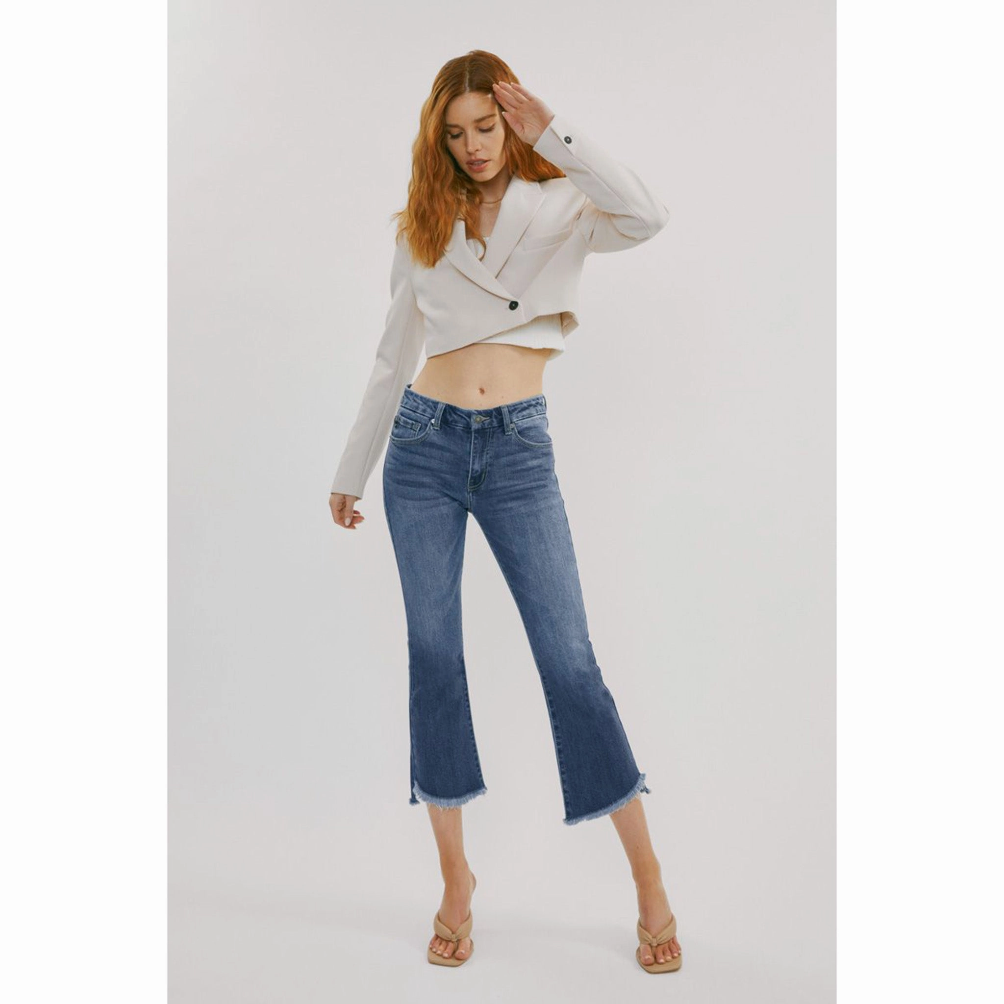 Professional Wear Weekend Warrior Festival Outfit Date Night Professional Wear Kancan Aida Mid Rise Cropped Flare Jeans