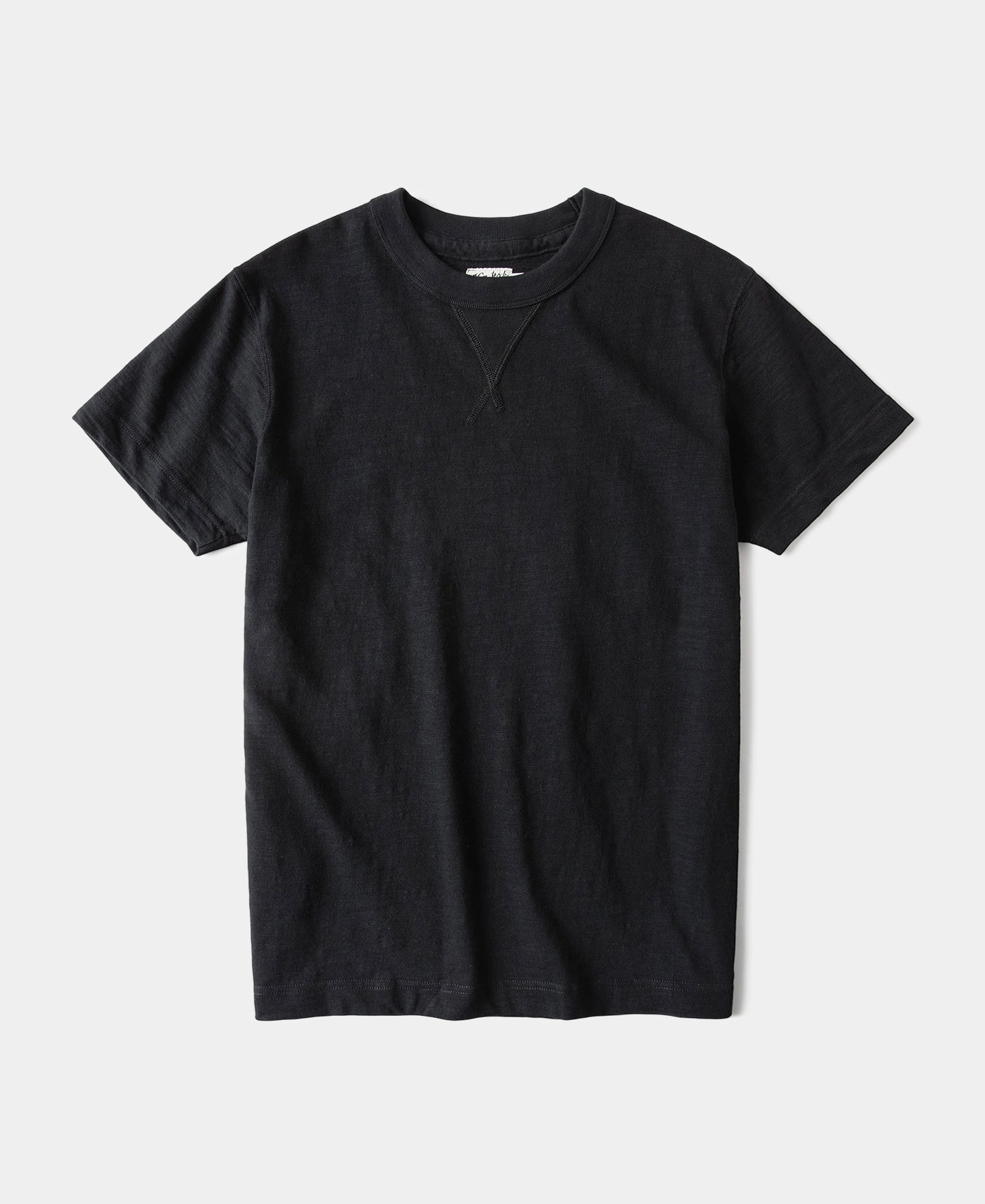 Heavyweight Cotton Gusset Tubular T-Shirt - Black Durable Ribbed Hem