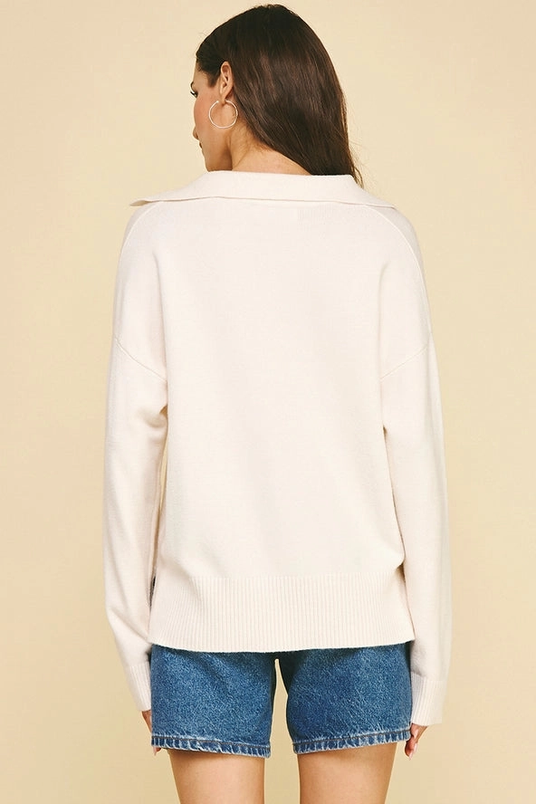 WrinkleResistant Fabric Basic Cream Collar Sweater