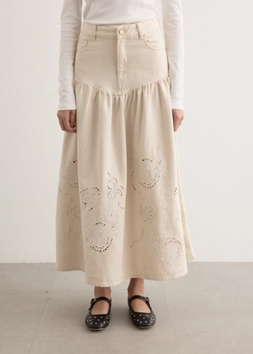 Broderie Anglaise Denim Skirt Family Celebration