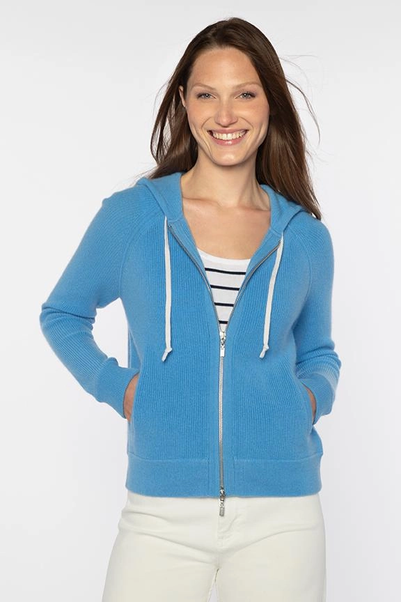 Rib Zip Hoodie - Azul Sleek Comfort Wear