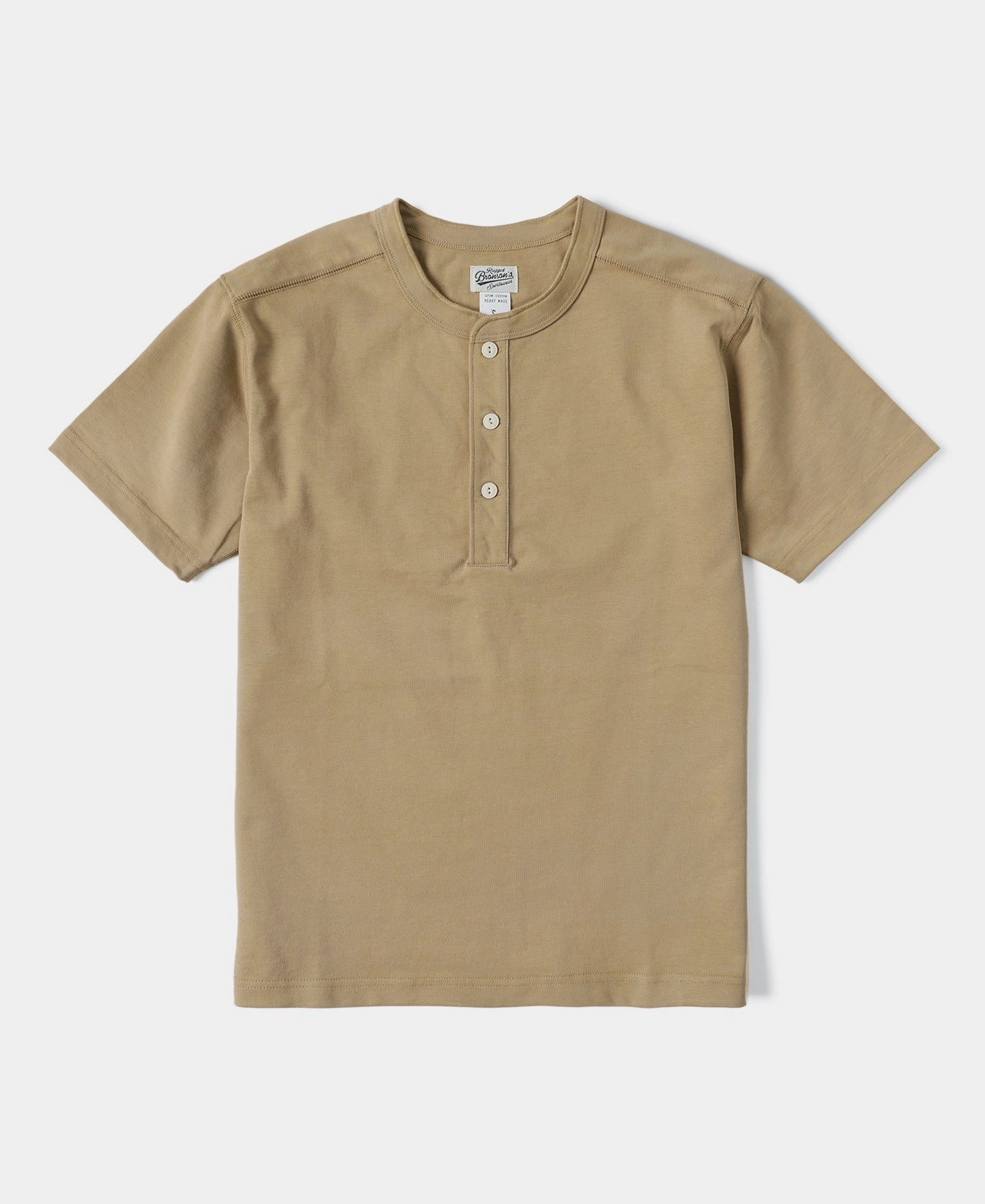 10.6 oz Cotton Short Sleeve Henley T-Shirt - Khaki Timeless Must-Have