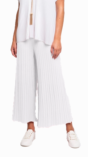 Flex Fit Design Giuliana Plisse-Look Cropped Wide Leg Pants - White