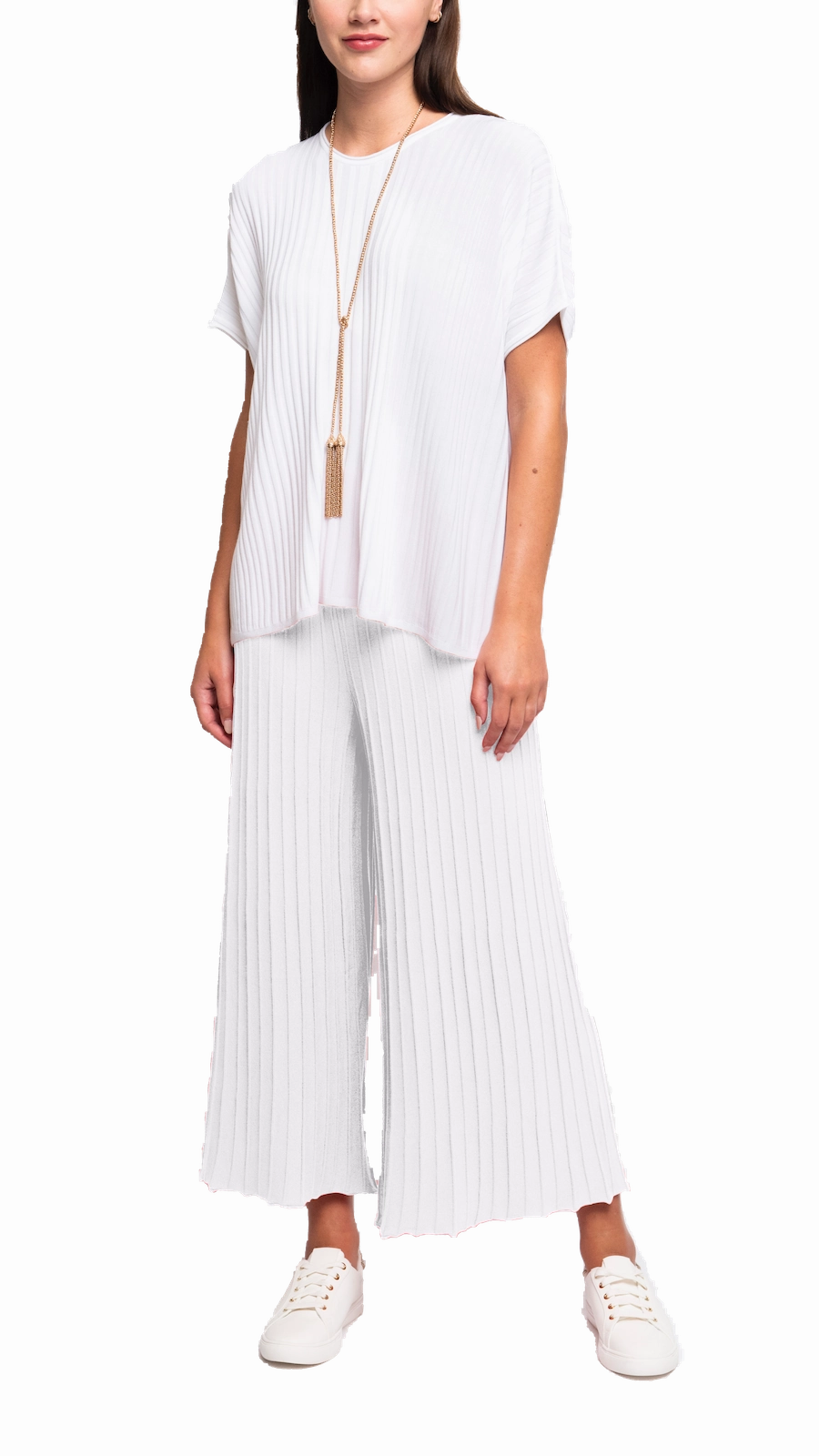Essential Waist TemperatureRegulation Giuliana Plisse-Look Cropped Wide Leg Pants - White