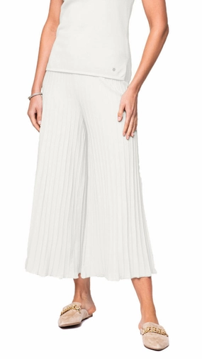 Giuliana Plisse-Look Cropped Wide Leg Pants - Winter White Full Comfort