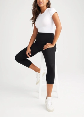 Maternity Wear Rib Knit Gloria 7/8 Shaping Legging - 360Sculpt? Cotton - Black