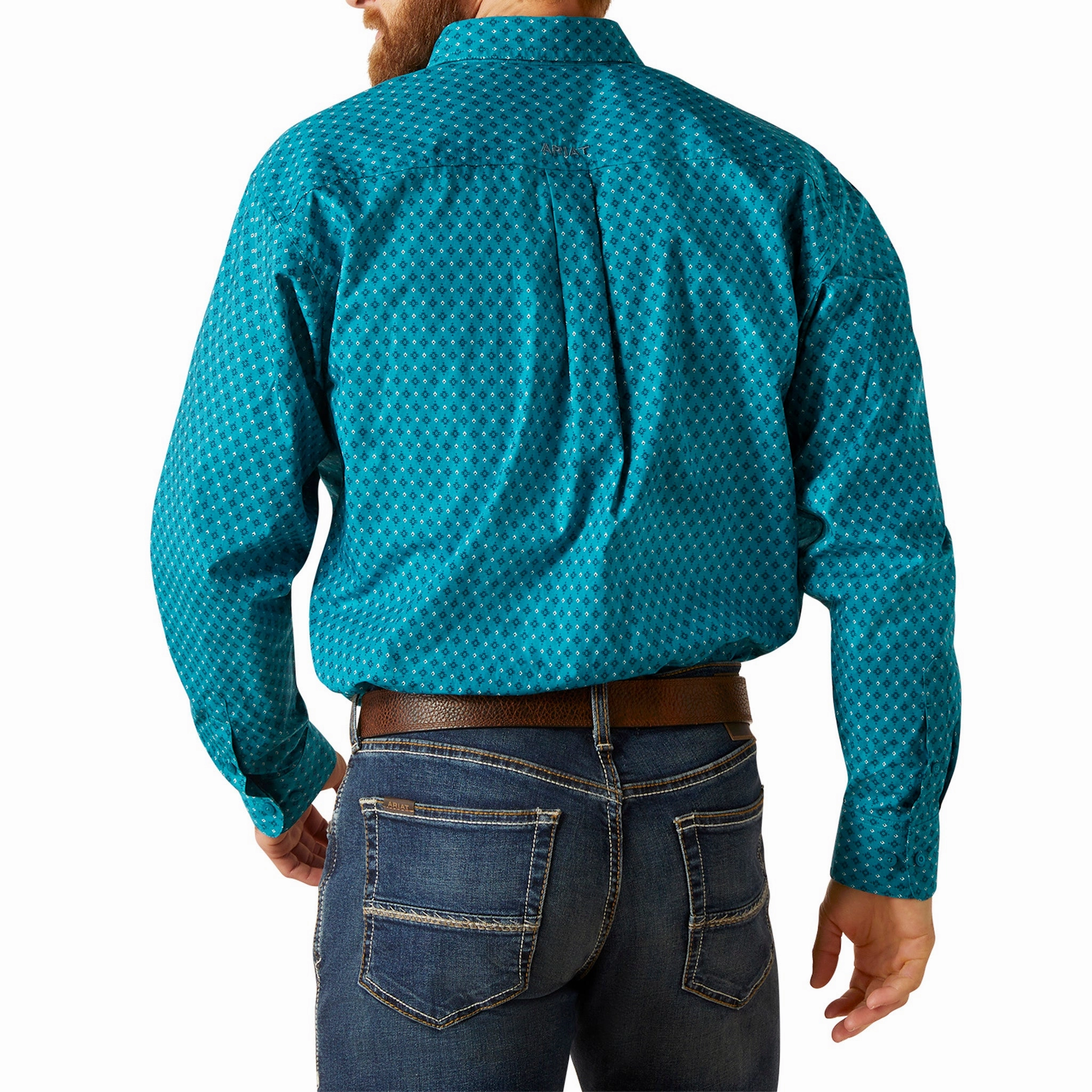 Ariat Men's Teal Diamond Print Shirt Functional Comfort Cruise Collection