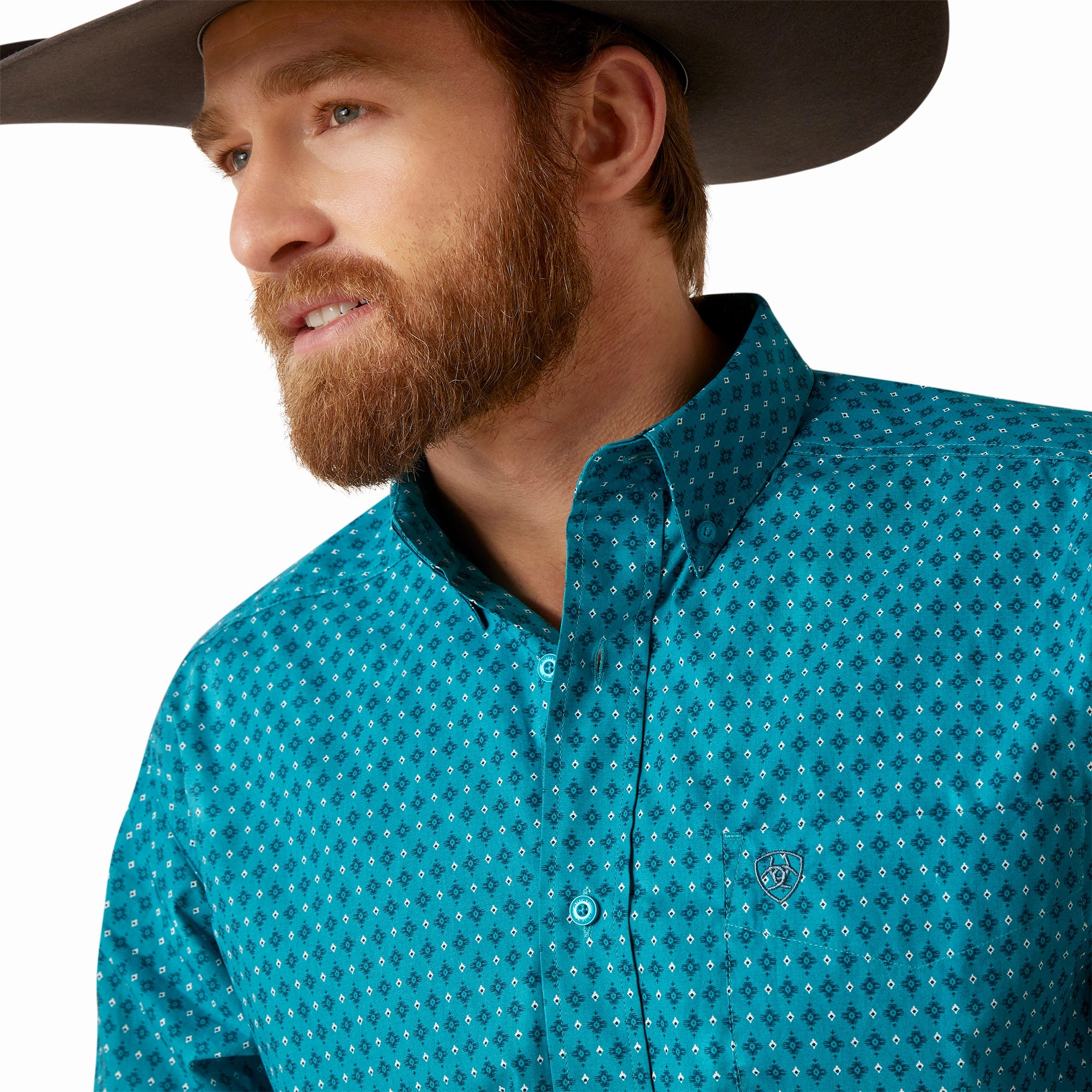 Ariat Men's Teal Diamond Print Shirt Fashion staples