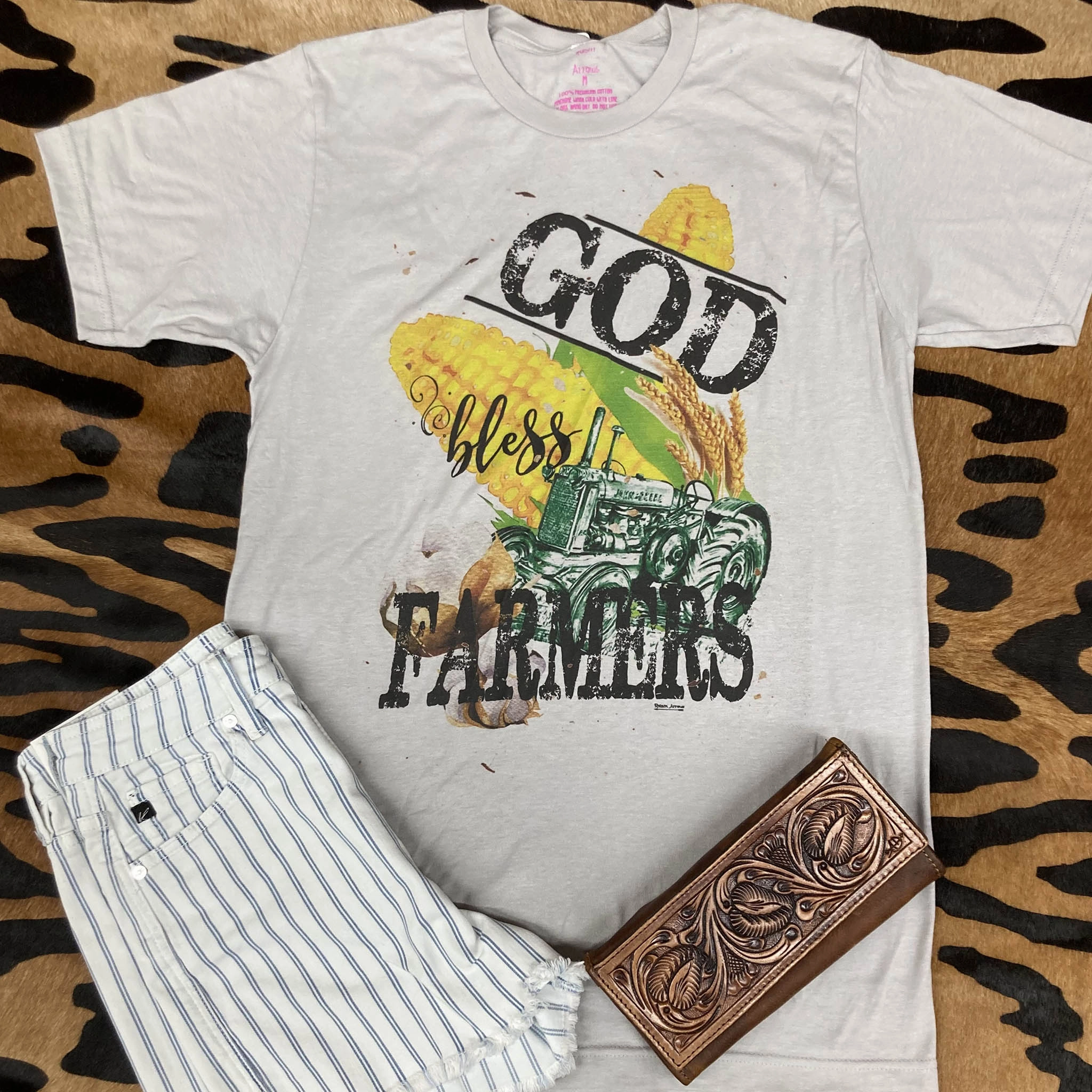 God Bless Farmers Tee Contrast Stitch Detailing Multi Directional Mobility