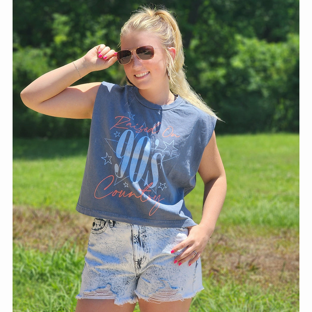 MoistureWicking Material DoubleLayeredShoulders Golden Rose Women's 90's Country Muscle Tee