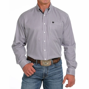 Cinch Men's Grey & White Stripe Shirt Neutral Tones