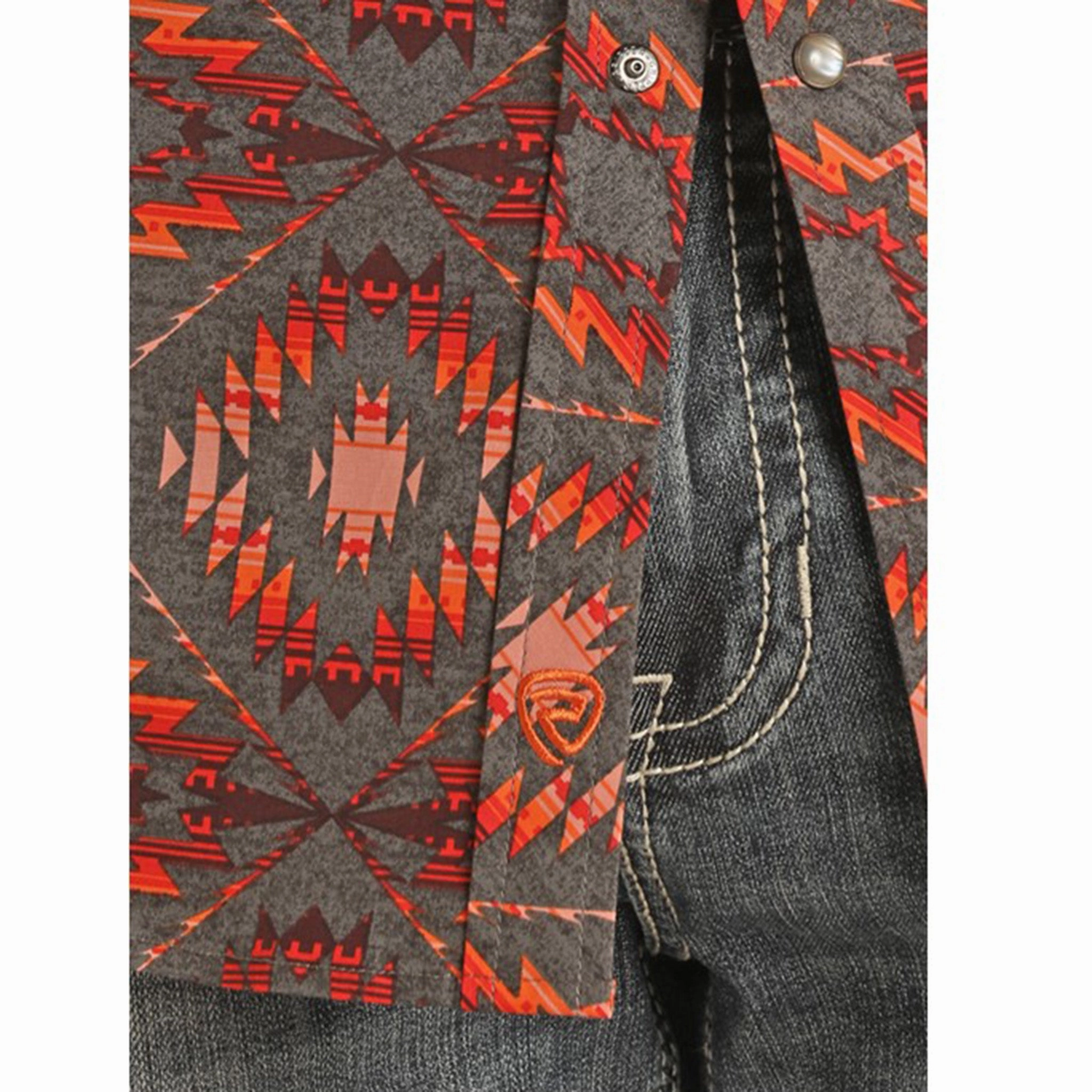 Rock & Roll Men's Orange Aztec Long Sleeve Winter Layering