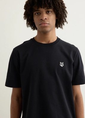 Versatile Outfit Drop Shoulder Design Grey Fox Head Patch Comfort T-Shirt