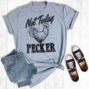 RibbedNeckline Self Fabric Tie Grey Not Today Pecker Tee
