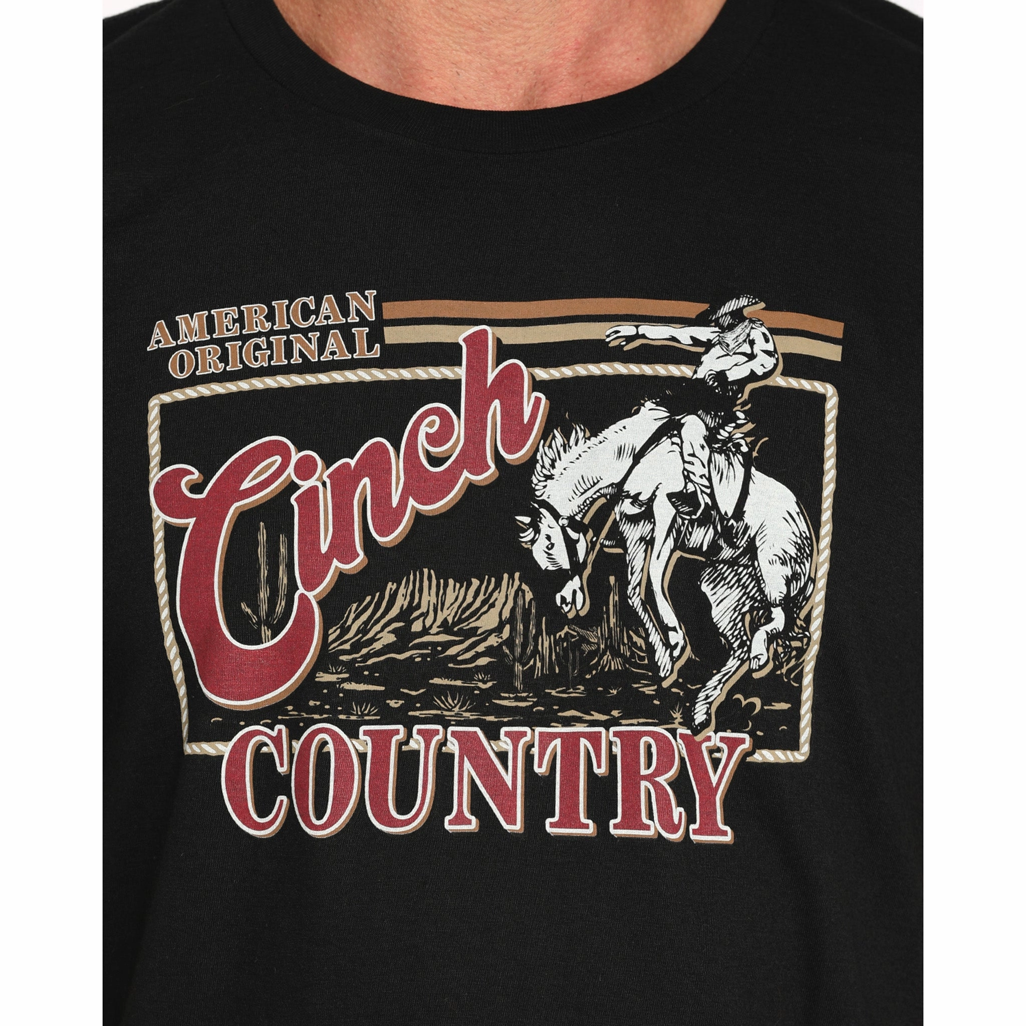 Unisex Design Cinch Men's Country Bronc Black T-Shirt