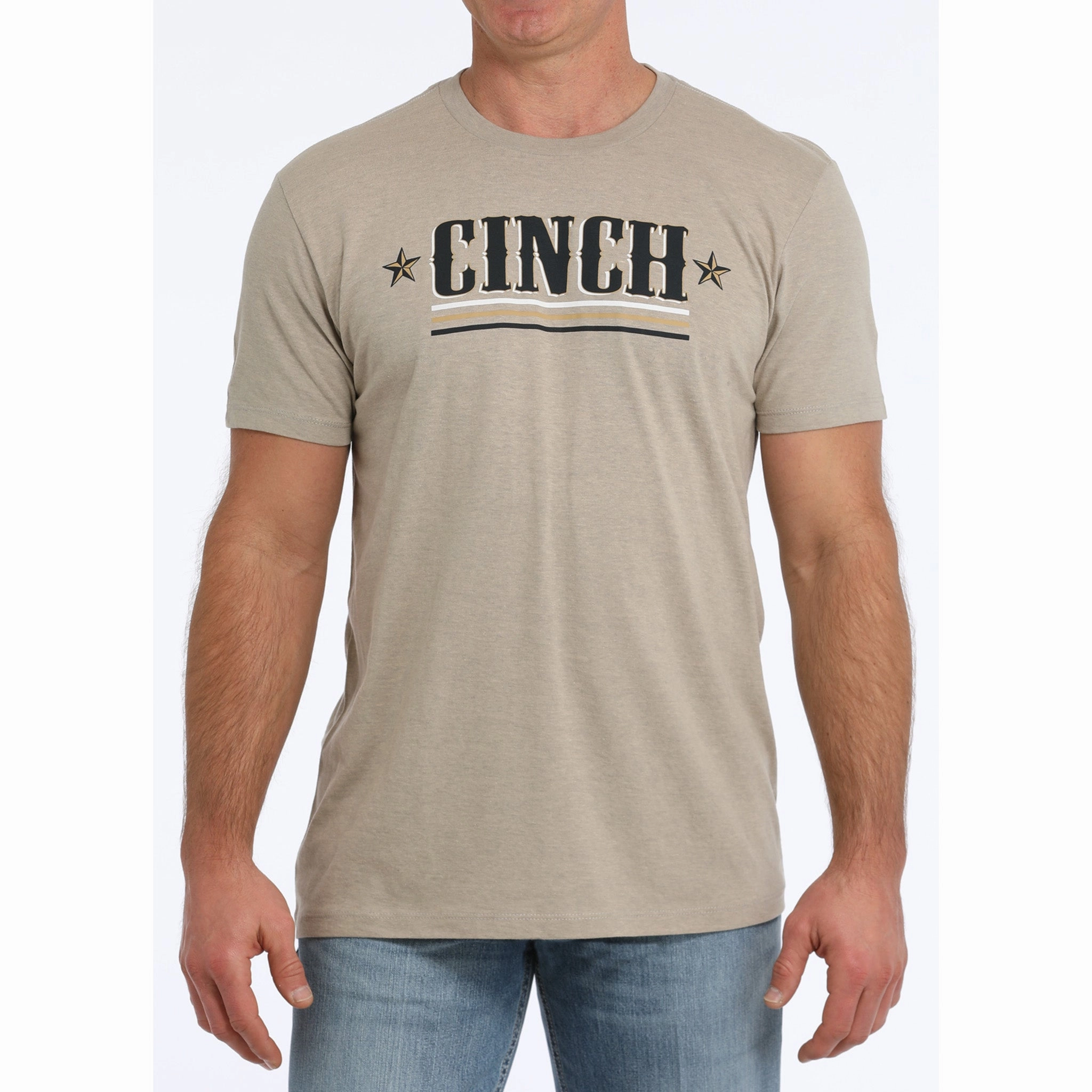Cinch Men's Cream Tee Plaid Design