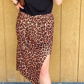 Rowdy Crowd Women's Cheetah Side Slit Skirt Side Tie Mood Look