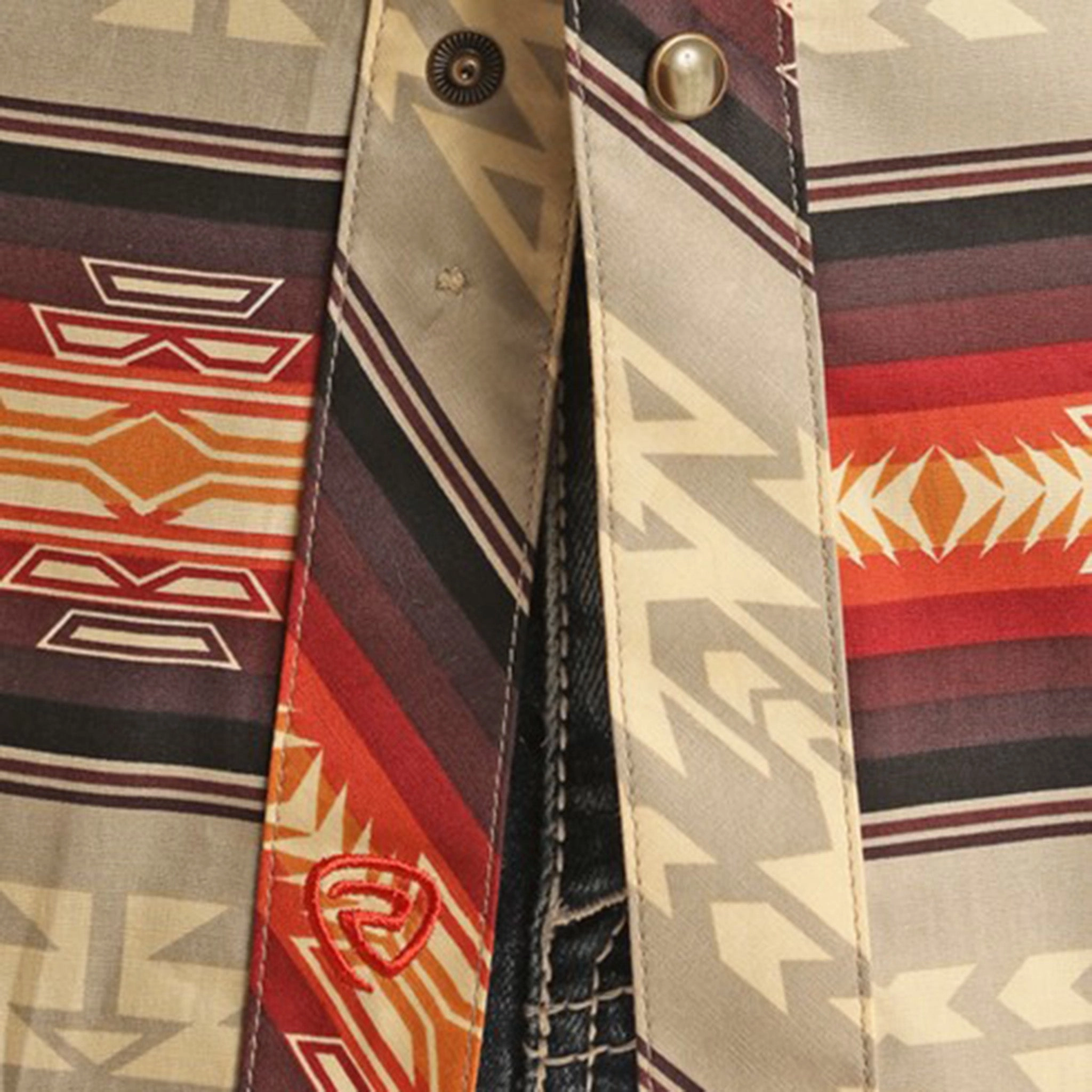 Hidden Placket Timeless Wardrobe Rock & Roll Men's Cream & Ornge & Brown Aztec Shirt