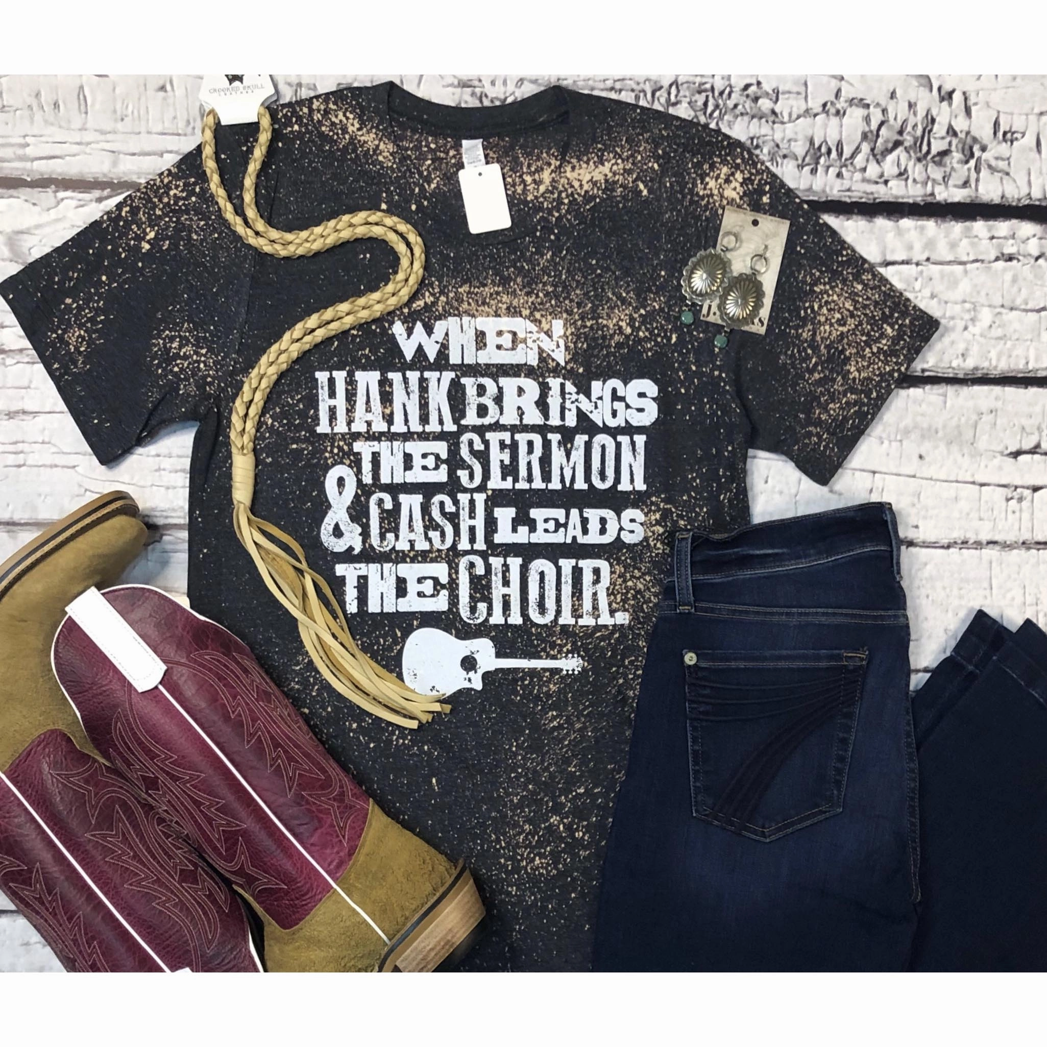 Oversized Collar Lightweight Blouse Hank Brings the Sermon Acid Washed Tee