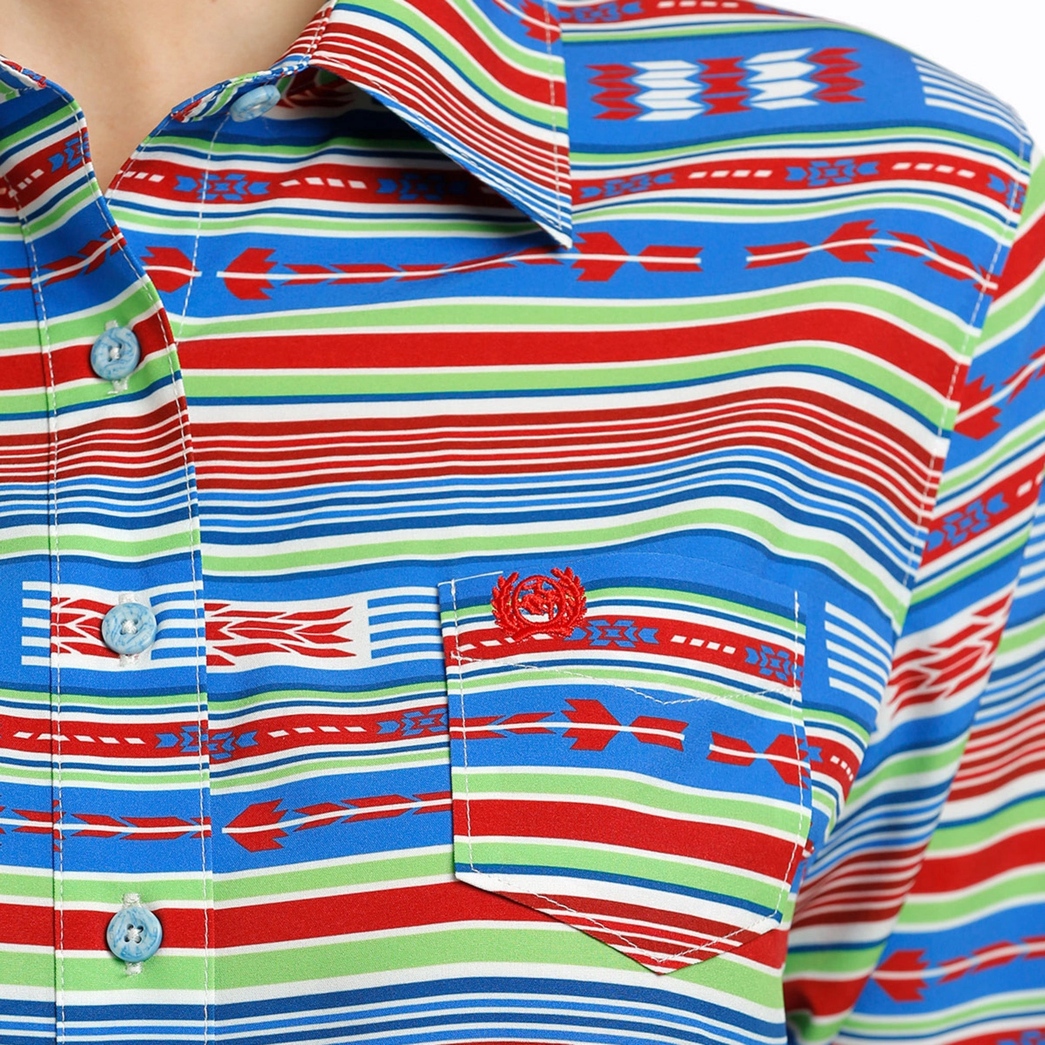 UV Protective Layer ReinforcedEdges Cinch Women's ArenaFlex Multi Color Aztec Long Sleeve