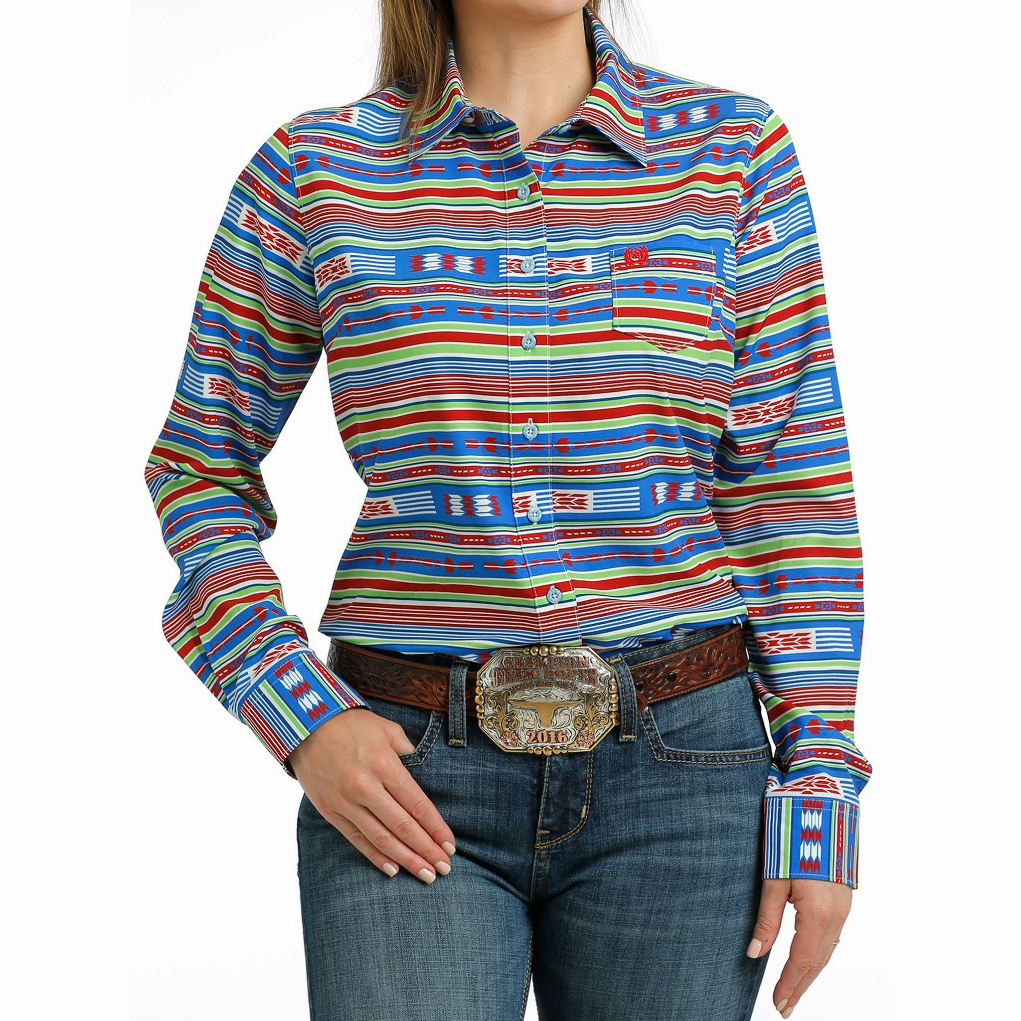 HighStretch SoftTouchFinish Cinch Women's ArenaFlex Multi Color Aztec Long Sleeve