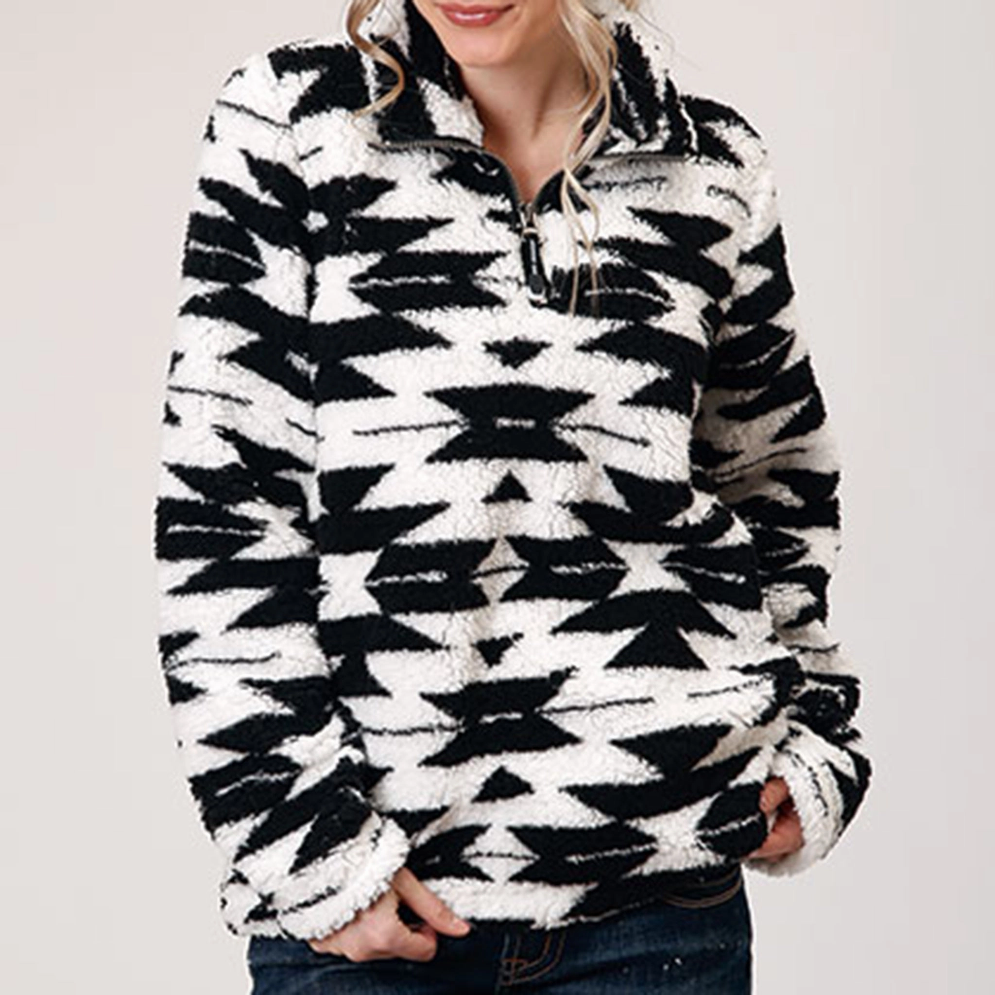 Black and White Aztec Polar Fleece RipResistant Reinforcement