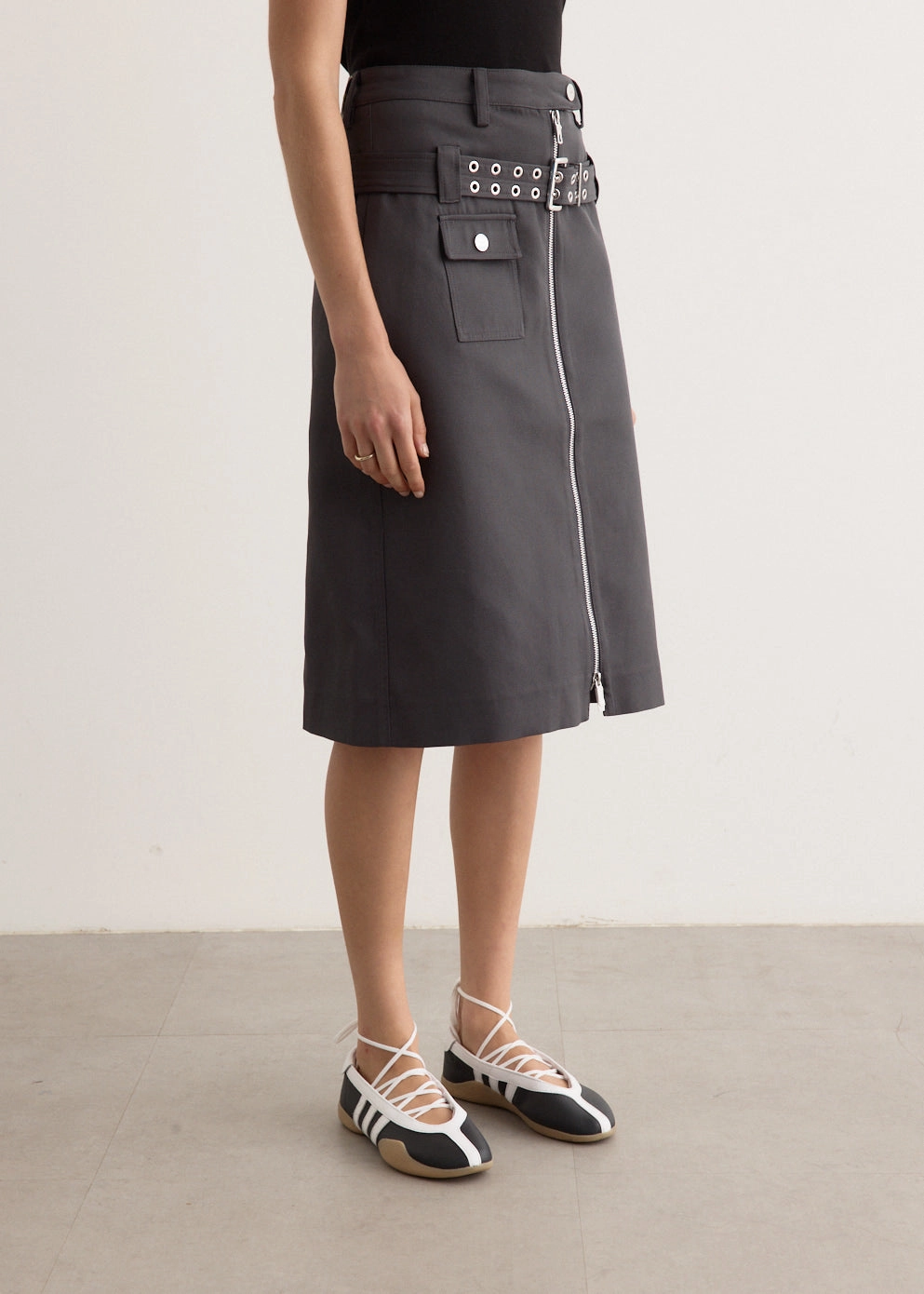 Heavy Twill Midi Skirt Neutral Tones