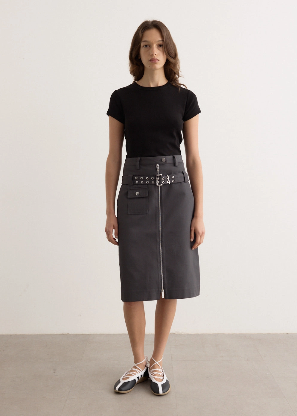 Street Edge Heavy Twill Midi Skirt