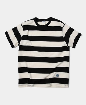 Heavyweight Cotton Wide Striped T-Shirt - Black/Apricot Fresh Comfort Style