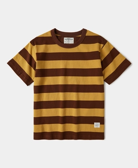 Versatile Option Heavyweight Striped Biker T-Shirt - Yellow/Brown