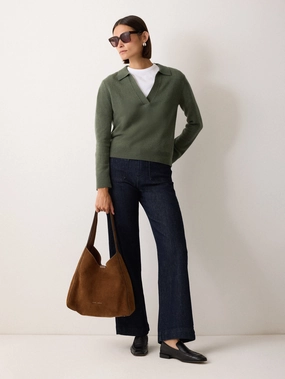 Heckfield Suede Tote | Tan Structured Shape Side Pockets Tonal Look