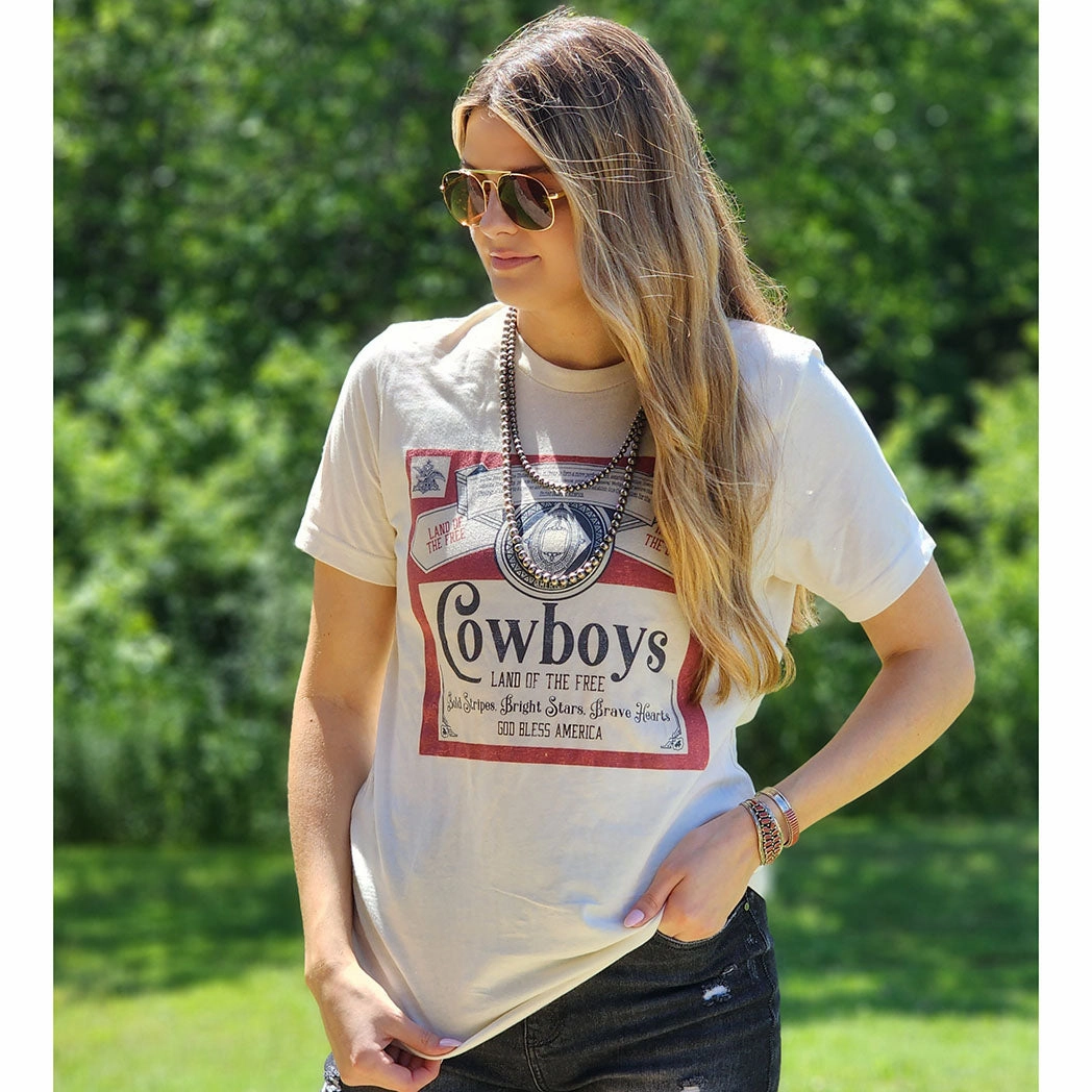 Cowboy Land of the Free Tee Active Tee ClassicCrewNeck