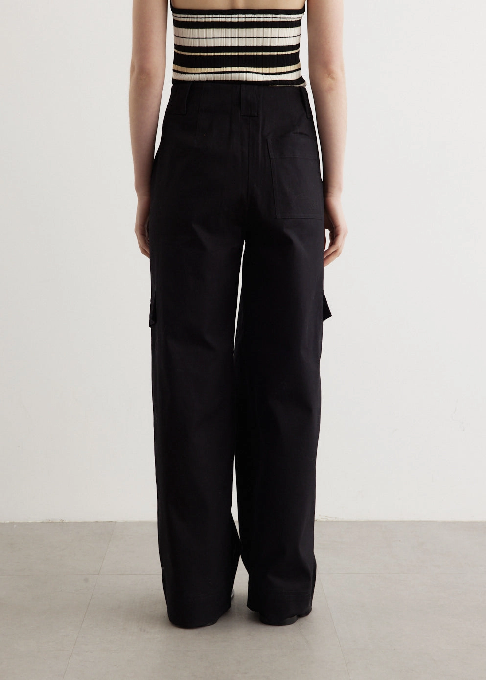 Herringbone Canvas Mid Waist Pants Fitted Style Stay Dry