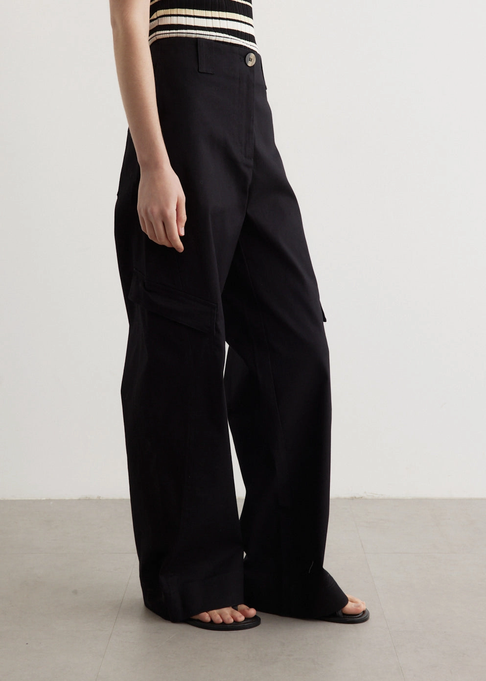 Cozy Comfort Herringbone Canvas Mid Waist Pants