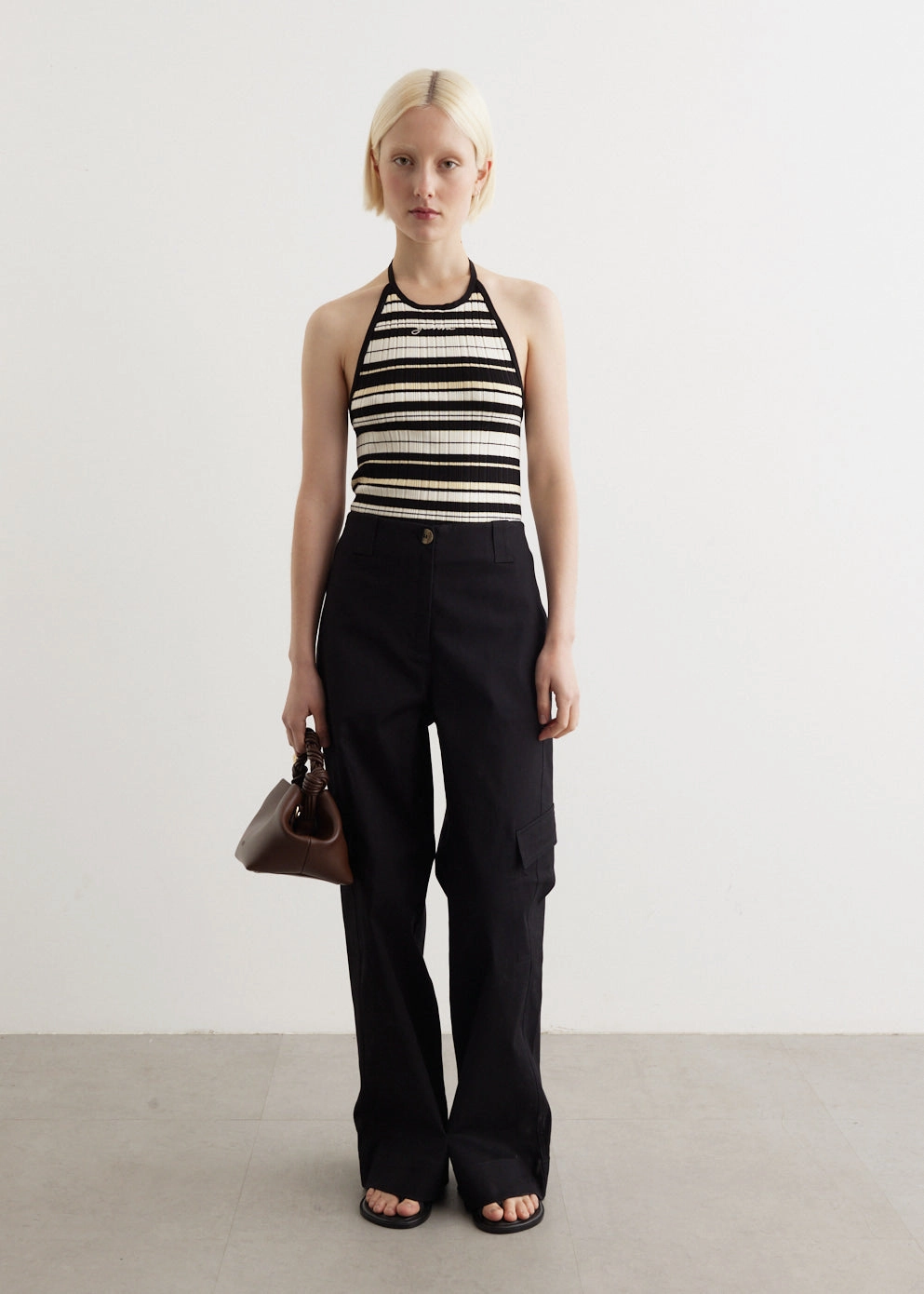 Herringbone Canvas Mid Waist Pants Comfy Texture Perfect Movement