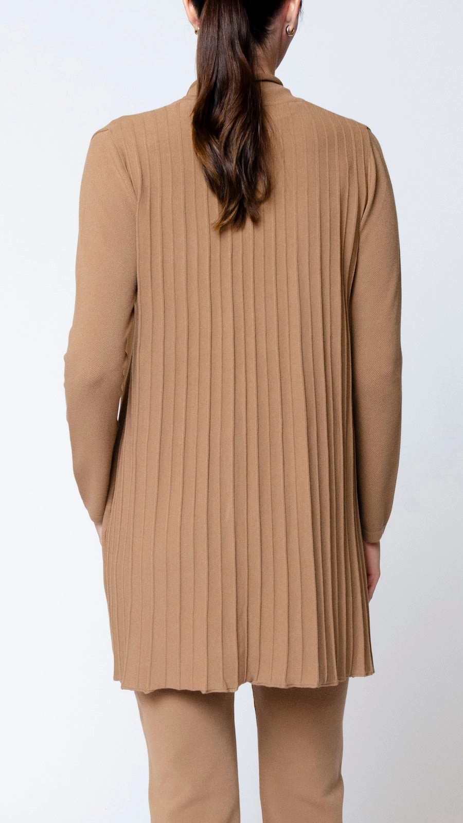 Amely Shawl Collar Mid-Length Cardigan - Mocha Relaxed Look