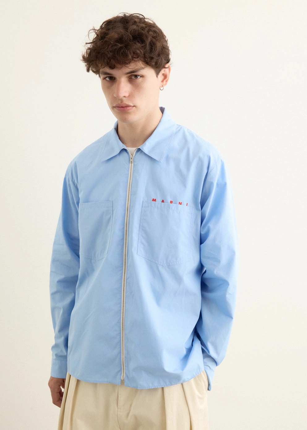 Logo Long Sleeve Zip Shirt Loose style