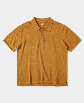 High-low Hem Slub Cotton Polo Shirt - Ginger NonRestrictive Shoulder Design Timeless Shirt