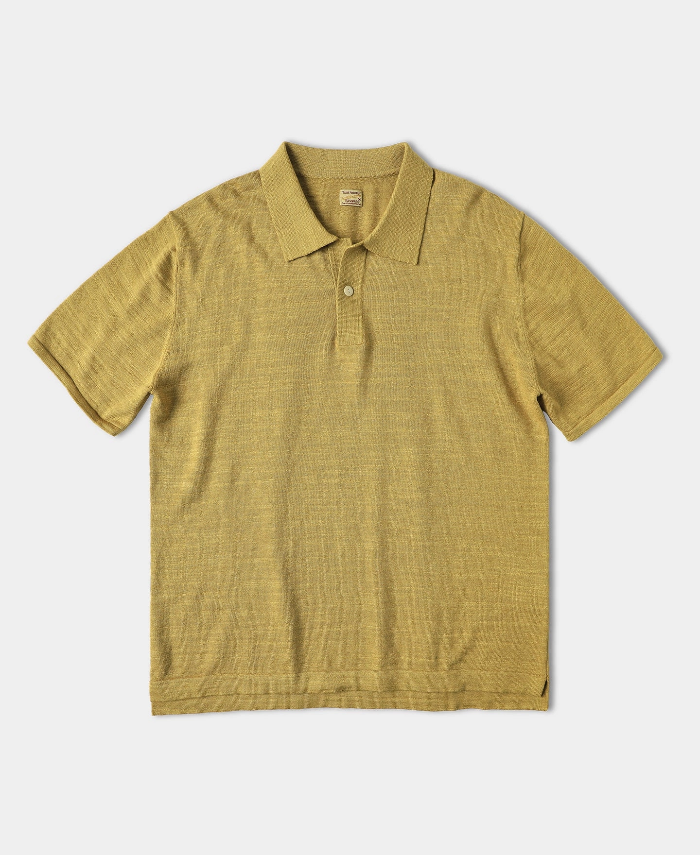High-low Hem Slub Cotton Polo Shirt - Gold Stretchable Fabric