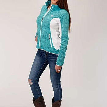 Roper Women's Turquoise/White Fleece Jacket Abrasion Resistant Finish