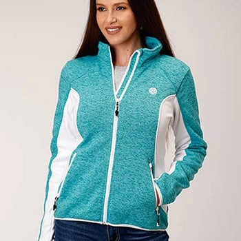 Water resistant coating Roper Women's Turquoise/White Fleece Jacket