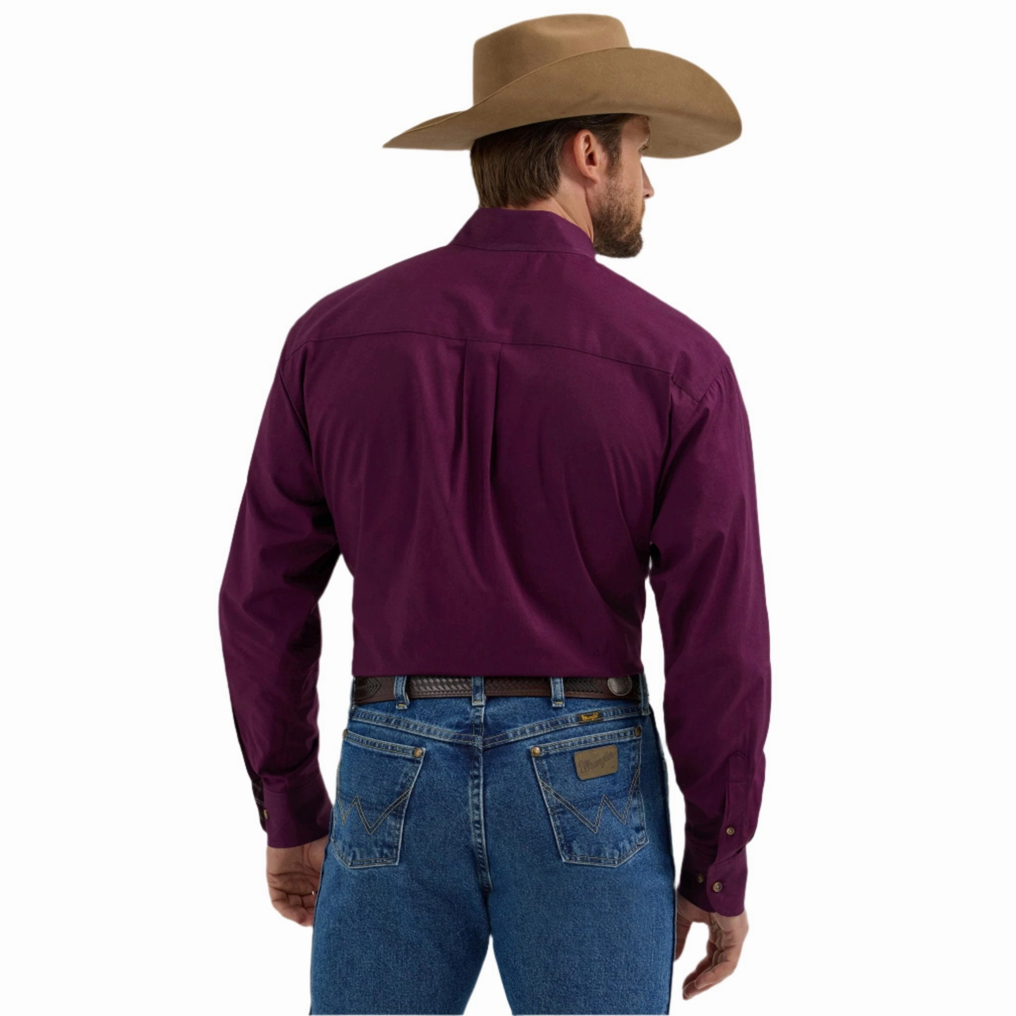 Active Layer Premium Quality Wrangler Men's Eggplant Long Sleeve Button Up