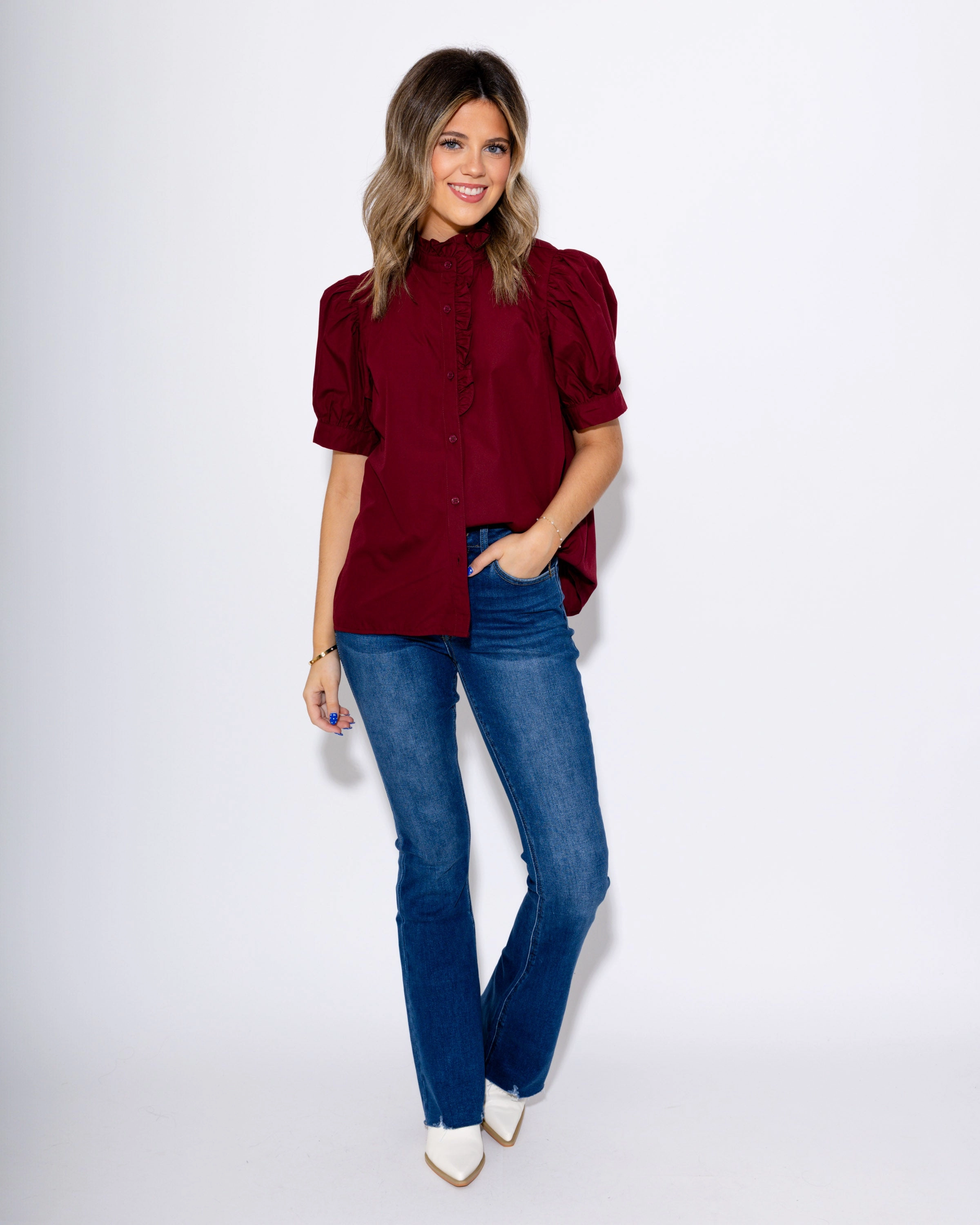 High Rise Boot Cut Jeans in Dark Athlete Fit Holiday Vibes